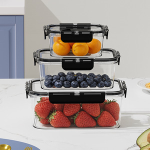 Food Storage <b>Containers</b> Rectangle Airtight Stackable Buckle Lid For Refrigerator Use - Product Image 1