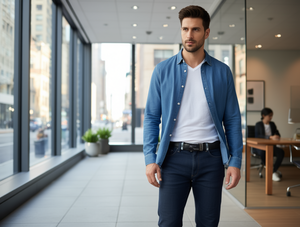 Cintura da uomo 4 cm x 125 cm con fibbia automatica nera formale in acrilico - Product Image 2