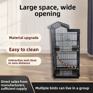 Lüks Büyük Kare Taşınabilir Kuş Kafesi, Papağanlar İçin Tel Çerçeveli - Kolay Temizlenen Kuş Villası Dış Mekan Ev Gri - Product Image 3