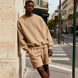 TKAN294 personalizado de alta calidad sólido en blanco de algodón Sudadera con capucha chándal estampado Logo para hombre 2 piezas Jogger Sweatsuit conjuntos cortos - Product Image 4