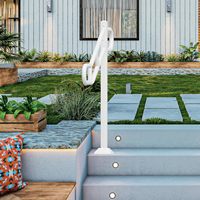Main courante d'escalier moderne à fixation au sol avec 2 barres transversales antidérapantes, résistante à l'eau et à la rouille, pour une utilisation en extérieur dans les hôpitaux et les hôtels