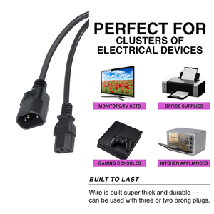 Kabel Ekstensi IEC C13 ke C14 Berkualitas Tinggi, Kabel Daya untuk Ketel, Tipe Jantan ke Betina - Product Image 3