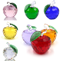 Gekleurd geslepen kristallen appel ornament glazen fruit figuurje huwelijks souvenir kerstdecoratie kristallen appel ambacht