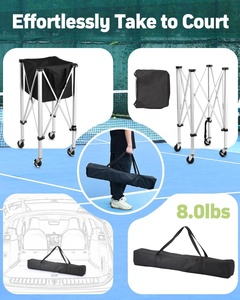 Chariot à balles de <span class=keywords><strong>tennis</strong></span> et de pickleball léger et pliable avec roues, panier à balles pliable pour l'entraînement sportif en plein air - Product Image 3