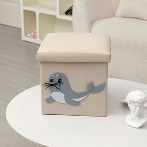 Taburete Plegable de Estilo Japonés y Francés con Caja de Almacenamiento de Juguetes de Animales de Dibujos Animados, Capacidad de Carga para Sala de Estar y Dormitorio - Product Image 6