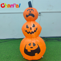 Citrouille gonflable d'Halloween à 3 couches, citrouille empilée gonflable d'extérieur, décoration de jardin, ornement de fête avec lumière LED