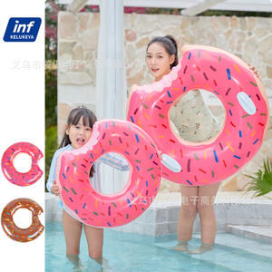 Flotador Inflable en Forma de Donut Rosa y Marrón de PVC para Adultos y Niños, Novedoso Diseño para Piscina - Product Image 5