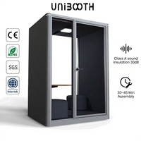 UNIBOOTH Cabine de studio insonorisée 30 dB, ignifuge ISO 23351, à montage rapide, pour hôpitaux et centres médicaux (vente en gros)
