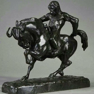 Statue de singe et de taureau en laiton faite à la main au prix d'usine - Product Image 1