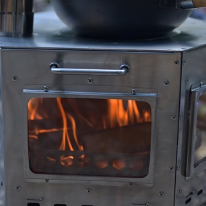 Portable Hexagonal Wood Burning <strong>Tent</strong> <strong>Stove</strong> 304 Stainless Steel <strong>Hot</strong> <strong>Tent</strong> Camping Heater with Chimney Pipe and Glass Window - Product Image 3