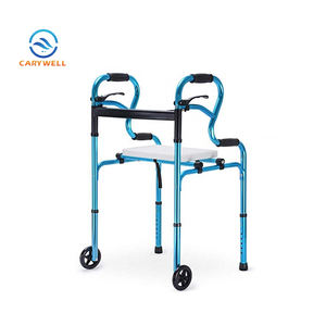 Marcheur de roue avant pliant en aluminium de chaise de marcheur de dégagement de déclencheur avec le siège - Product Image 1