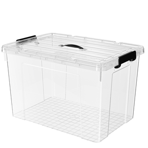 Contenedores de almacenamiento de plástico transparente sin BPA personalizables al por mayor manijas tapas apilables clásicas para organización del hogar/Oficina - Product Image 2
