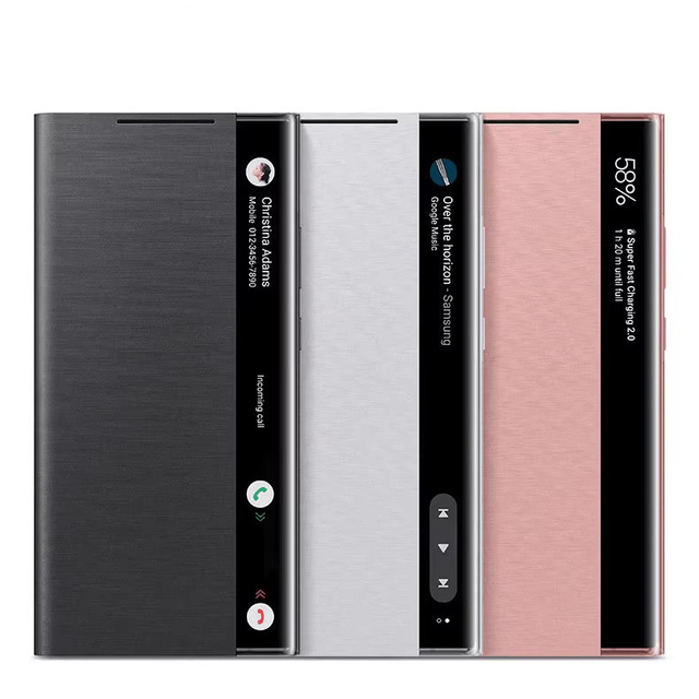 Luxury Smart Flip PU Leather Phone Case for Samsung S25 Ultra Side Window Smart Cover Phone Case for Samsung S26 Ultra S25 S24
