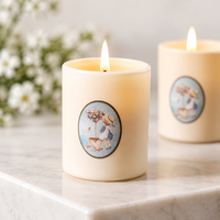 Bougie parfumée en cire de soja de la série Tuileries Garden, illustration florale vintage, crème beige, parfum d'ambiance pour la maison, aromathérapie, vente en gros