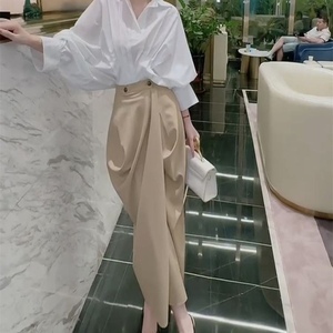 Women's New Arrival Asymmetric Solid-Color Shirt and Skirt 2-Piece <b>Set</b> Fashion - Product Image 5
