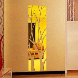 Autocollant mural en miroir en forme de branche d'arbre 3D, décoration intérieure, autocollant mural en acrylique, imperméable, auto-adhésif, surface miroir - Product Image 3