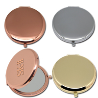 Miroir Cosmétique Compact Métallique Doré de Haute Qualité, Nouveau Style, Petite Taille, Grossissant 2x, Personnalisable, avec Boîte