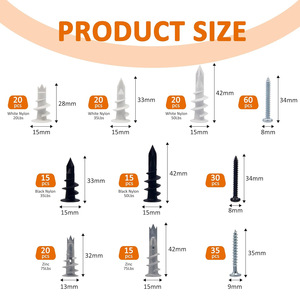 Drywall Anchors And Screws Kit 250pcs Metric Hammer Drive Anchors For Gypsum Board General Industry Use - Product Image 2