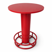 Grande table de bar ronde de 80 cm de diamètre, 107 cm de hauteur, base en acier thermolaqué à double anneau avec repose-pieds, pour restaurant, bar, mariage, café