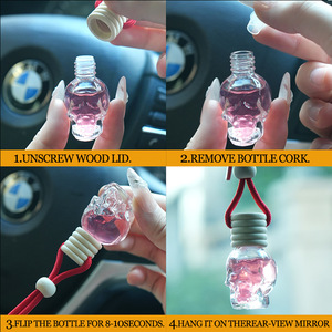 Klip ventilasi penyegar udara gantung mobil, botol parfum penyebar kaca warna-warni - Product Image 6
