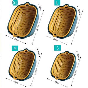 JIUYI Doppels chich tiger Kunststoff-PP-Abfluss korb Haushalts-Multifunktions-Wasch korb für Gemüse und Obst mit 8-teiligem Set - Product Image 3