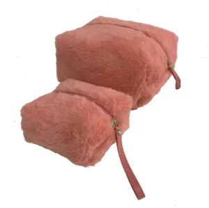 2024 Microfiber Comfortable soft fur soft teddy cosmetic bag Boucle Teddy pen bag Plush Makeup toiletry kit box case make up Bag