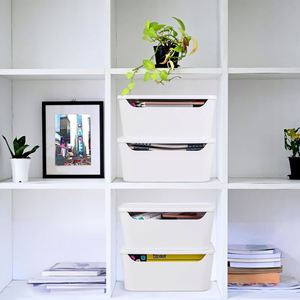 Organiseur de placard empilable, contenants de rangement en plastique avec couvercle, bacs organisateurs multi-usages pour armoire, tiroir, comptoir ou étagères - Product Image 6