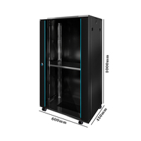 SYNSTRO 22U 600*450*1000 Armoire de serveur murale noire pour centre de données 19 pouces, assemblée, en acier, IP20, verre trempé