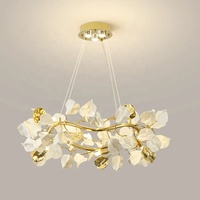 Lustre en céramique pour salle à manger, villa, lampe décorative en forme de feuille et de branche d'arbre, luminaire suspendu pour hôtel, bar, restaurant, hall