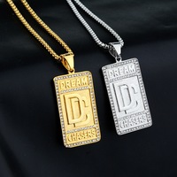 Collier avec pendentifs et breloques en alliage de zircon glacé, style hip-hop, pour la vente en gros