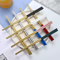 Baguettes carrées réutilisables en acier inoxydable 304 de style coréen pour restaurants de sushi, hôtels, cuisines domestiques, vente en gros