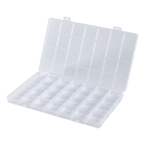Caja de almacenamiento de plástico transparente con 24 compartimentos y tapa para organizadores de joyas, estuche de almacenamiento de piezas de escritorio - Product Image 2