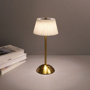 Lámpara de Mesa Portátil Recargable, Inalámbrica, Funciona con Baterí<span class=keywords><strong>a</strong></span>, Pantalla de Tela, LED Regulable, Luz Nocturna para Dormitorio, Sala de Estar, Oficina - Product Image 3