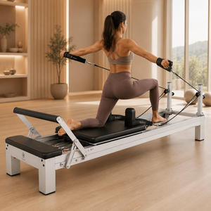 Machine de Pilates avec cadre en alliage d'aluminium et revêtement en cuir microfibre, design pliable pour studios de yoga, usage domestique et entraînements privés - Product Image 2