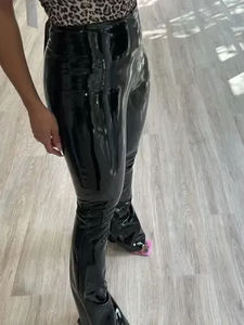 <span class=keywords><strong>Pantaloni</strong></span> a Zampa d'Elefante in <span class=keywords><strong>Ecopelle</strong></span> Retrò, Eleganti <span class=keywords><strong>Pantaloni</strong></span> Elasticizzati in PU a Vita Alta per Signore, <span class=keywords><strong>Pantaloni</strong></span> Aderenti e Sexy da Ufficio - Product Image 3