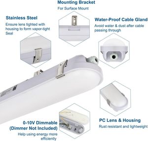 Lumière LED étanche de 4 pieds, tube LED, luminaire linéaire, luminaire industriel tri-étanche, luminaire LED pour garage - Product Image 2