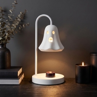 Compatible avec les bougies de 5,5 pouces, base antidérapante, lampe chauffe-bougie en céramique Ghost pour une utilisation en saison hivernale.