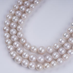 Zhuji Natural Freshwater Pearl Necklace 11-14mm White Edison Round Bead Loose Bead <b>String</b> DIY Jewelry with Pink <b>Gold</b> Colors - Product Image 5