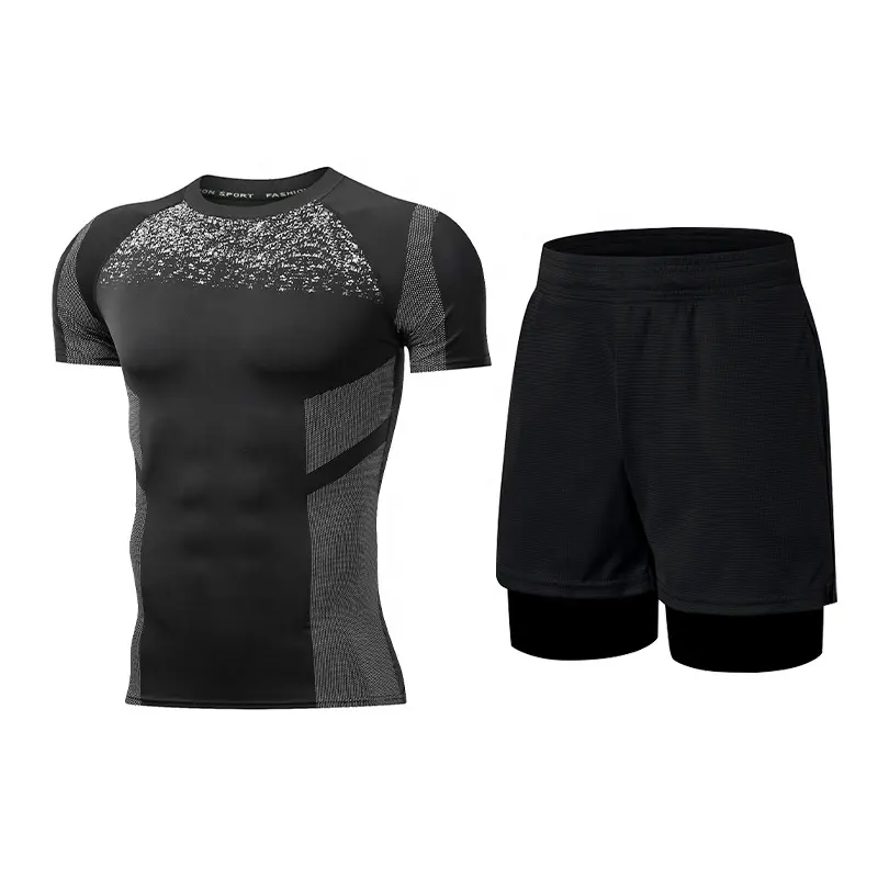 Custom Panty Mannen Fitness Kleding Snel Droog Gym Fitness Sets Heren Compressie Shirts En Broek Hardlooptops Voor Man