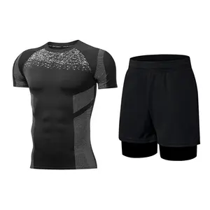 Mallas personalizadas para hombre, ropa deportiva de compresión de secado rápido, conjuntos de fitness para gimnasio, camisas y pantalones de compresión para hombre, camisetas para correr para hombre