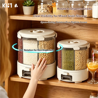 Distributeur de céréales rotatif transparent à 6 compartiments, anti-insectes, écologique, en plastique moulé par injection, pour riz, haricots secs et céréales