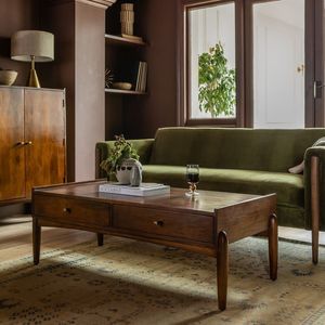 Mesa de Centro Moderna de Madera con Cajón de Almacenamiento y Estante Abierto, Mesa de Salón de Madera Maciza con Gran Espacio de Almacenamiento - Product Image 1