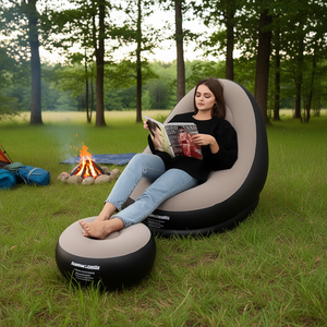 Fauteuil gonflable Myrva avec repose-pieds, mobilier de camping extérieur, design minimaliste moderne, matériau en tissu - Product Image 2