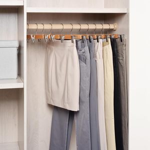 Cintres en bois massif tendance avec pinces, bords lisses, antidérapants, pour pantalons, costumes et manteaux – Offre spéciale - Product Image 3