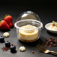 Contenant en plastique transparent PET avec couvercle dôme pour mousse, crème dessert, pudding, glace, yaourt, gâteau, 250U, emballage à emporter