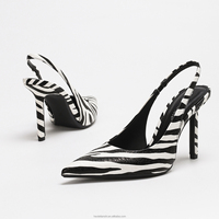 Escarpins à talons hauts imprimé zèbre pour femme, à bout pointu et bride arrière, style stiletto, pour soirée, mariage, chaussures de cérémonie, sexy et tendance