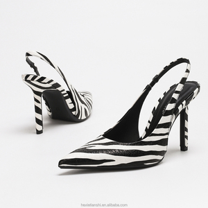 Escarpins à talons hauts imprimé zèbre pour <span class=keywords><strong>femme</strong></span>, à bout pointu et bride arrière, style stiletto, pour soirée, mariage, chaussures de cérémonie, sexy et tendance - Product Image 1