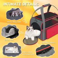 Sac de transport pour chat en maille Oxford souple, écologique et durable, rouge, taille M, avec fermeture éclair