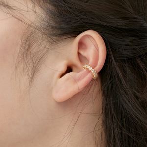 Dylam Lightly Luxury S925 Silver Rhodium 18K Gold Plated Fine Fashion Eternity 5A Cubic Zirconia C Shape <b>Cuff</b> <b>Earrings</b> for Women - Product Image 3