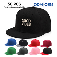 Casquette Snapback avec logo brodé, noire, à visière plate, ajustable, structurée, personnalisée, solide, pour activités, unisexe, toutes saisons, vêtements d'extérieur